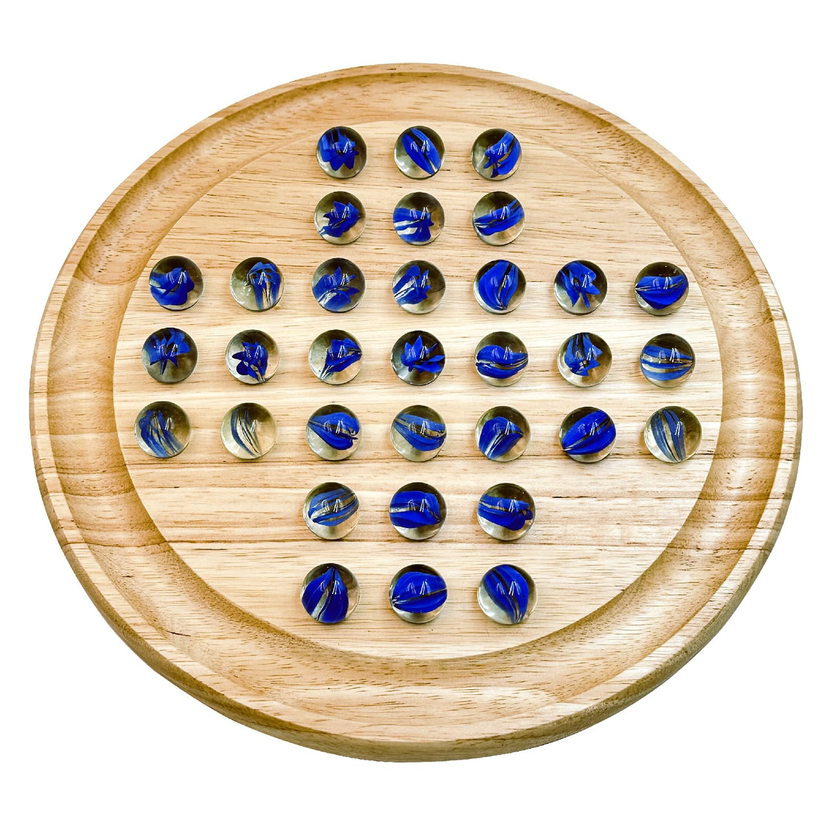 WOWME marble solitaire board with a wooden round design for focused play