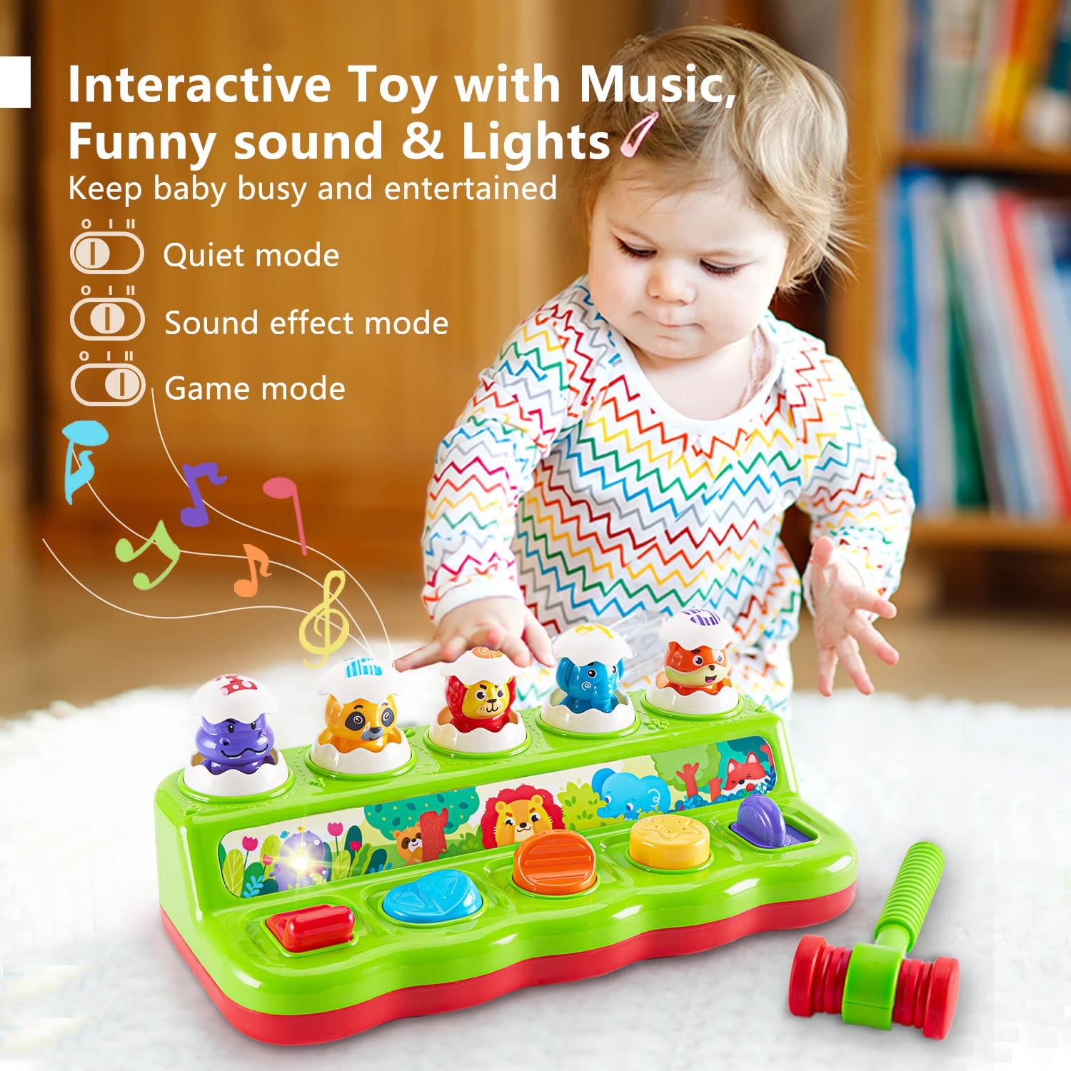 WOWOHAGE rubber hammer safe play with soft hammer supports gentle tapping and safer play.