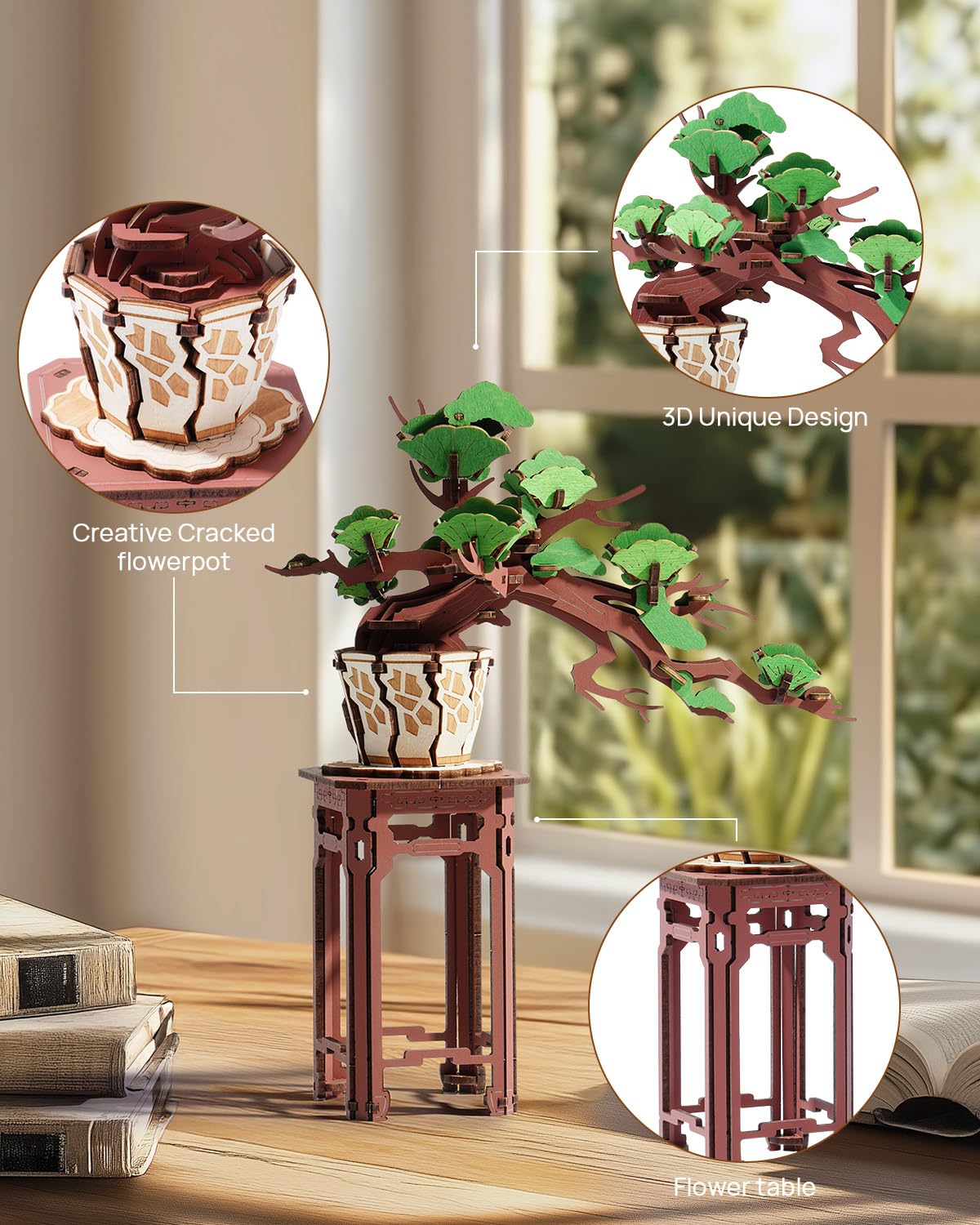 Wowood Bonsai wood material close-up highlights natural grain for tactile crafting