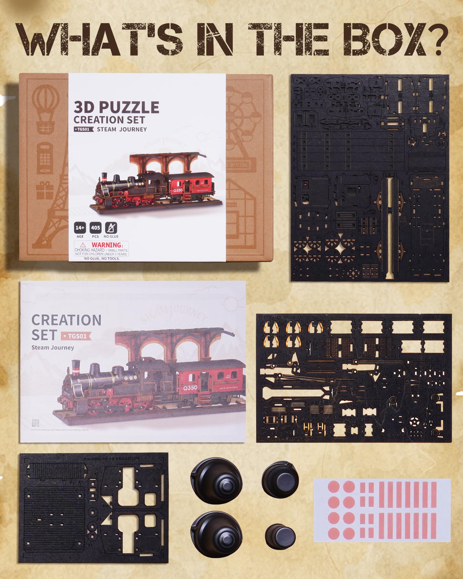 Wowood DIY Steam Train display set enables relaxing, hands-on craftsmanship at home.