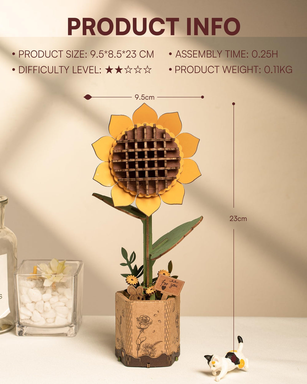 Wowood DIY wooden flowers model kit invites creative self-expression.