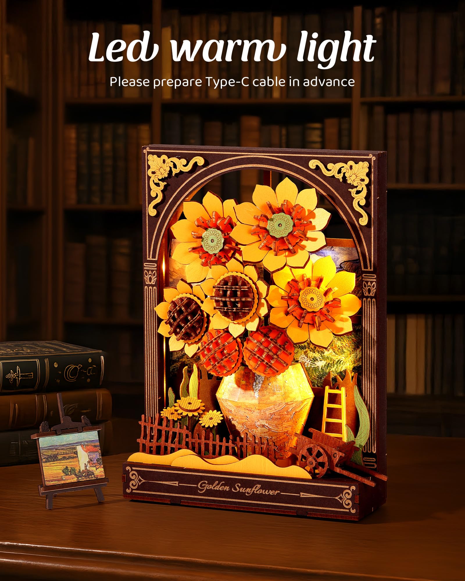 Wowood LED glow illuminates the room with warm amber light.