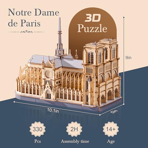 Wowood Notre Dame cathedral detail work reveals precise cuts and craftsmanship.