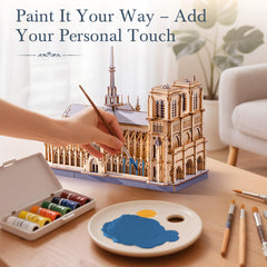 Wowood Notre Dame cathedral finish/display showcases its grandeur on a shelf.