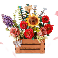 Wowood office decor display of wooden flowers brightens workspace.