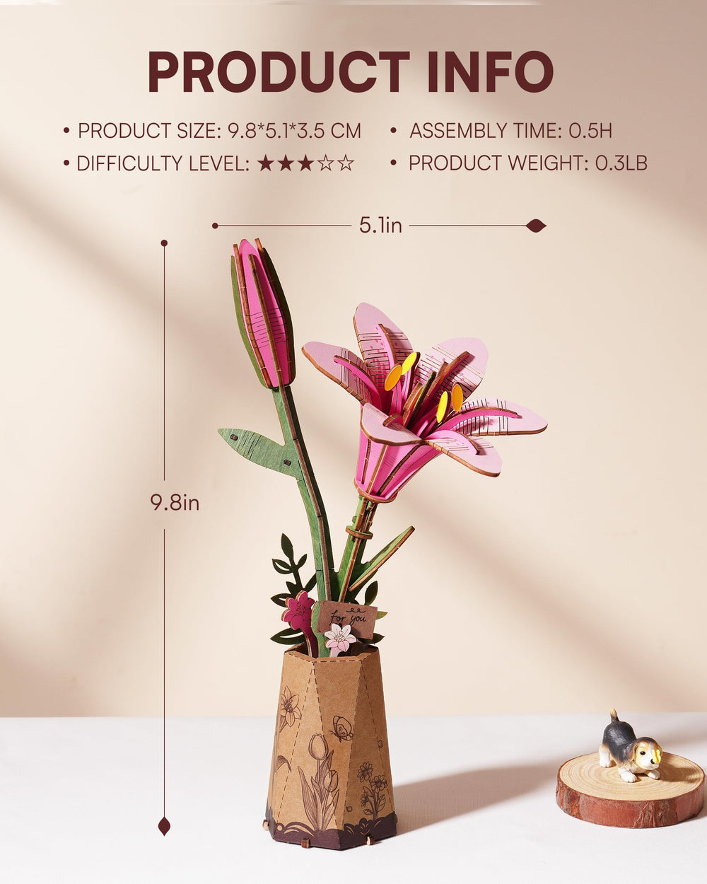 Wowood Pink Lily puzzle pieces - spread for a satisfying build.