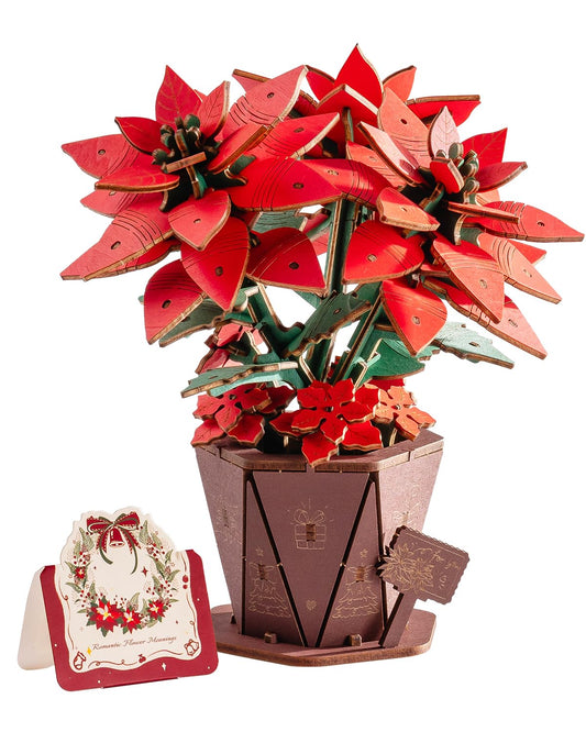 Wowood Poinsettia 3D puzzle for adults, a satisfying building activity