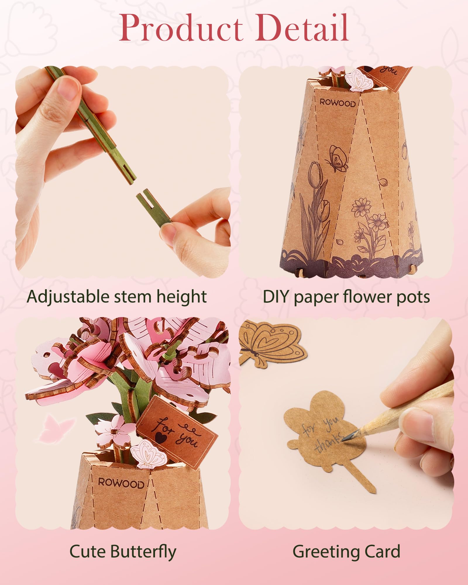 Wowood Sakura assembled bloom display on a desk enhances natural beauty and focus.