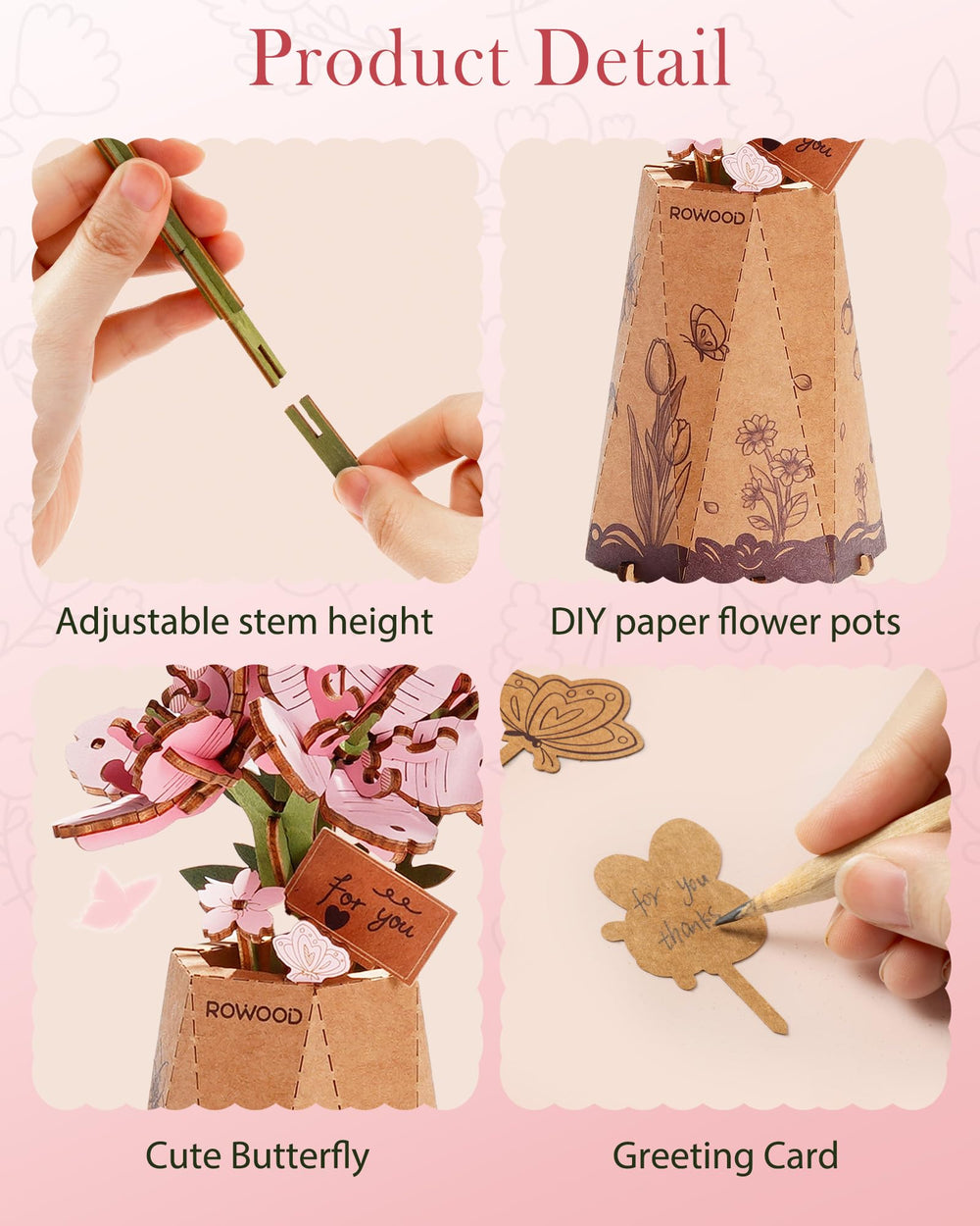 Wowood Sakura assembled bloom display on a desk enhances natural beauty and focus.