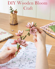 Wowood Sakura petal detail reveals craftsmanship and rich wood grain.