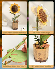 Wowood finished sunflower model ready to display and spark conversation.