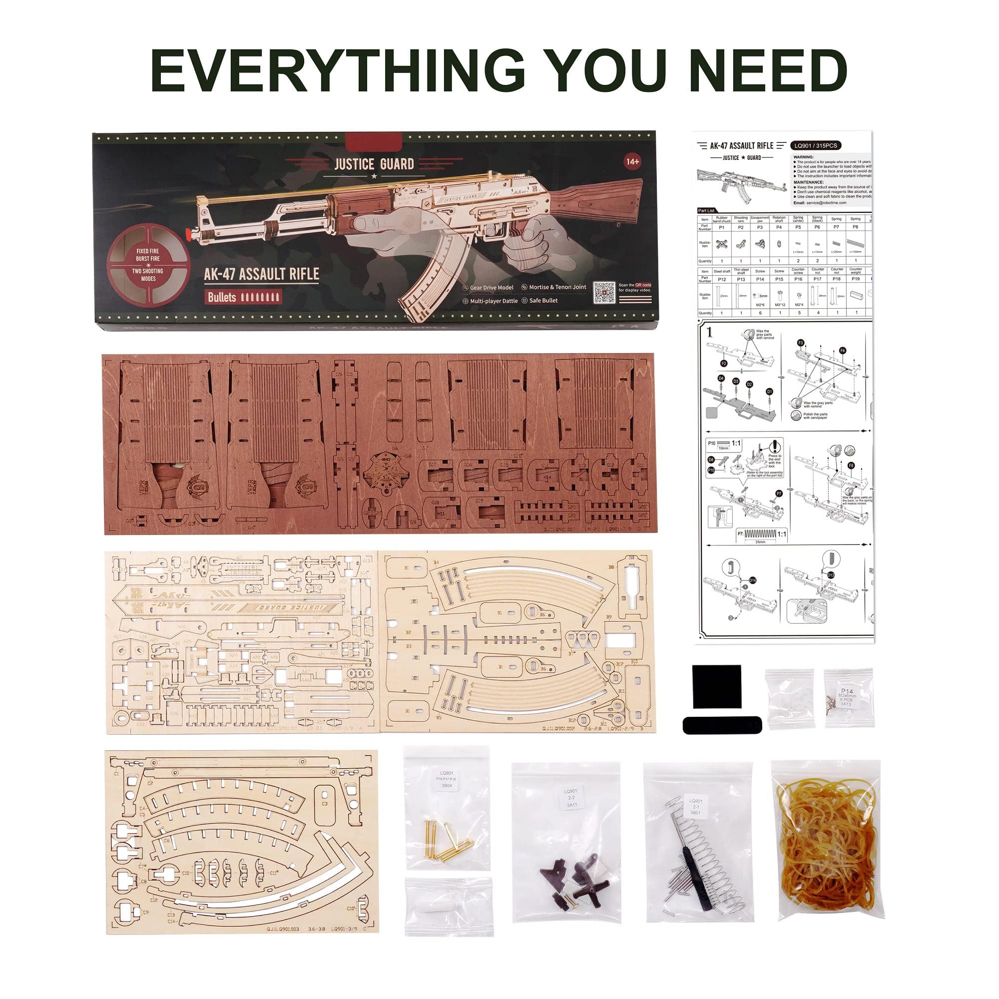 Wowood wood model building kit with 315 pieces promotes focused, relaxing activity.