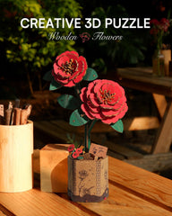 Wowood wooden flower camellia display as decorative centerpiece