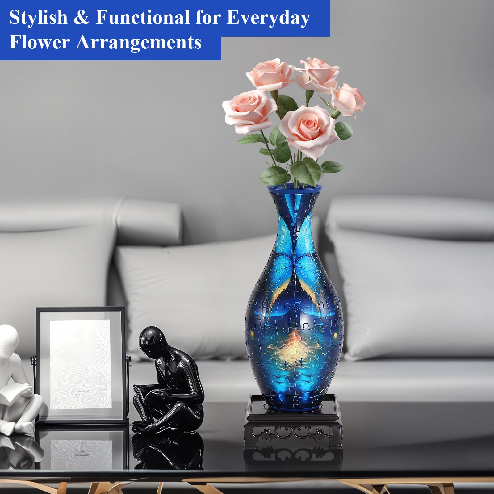 Wowsome puzzle vase 2.3-inch opening supports stems for arrangements