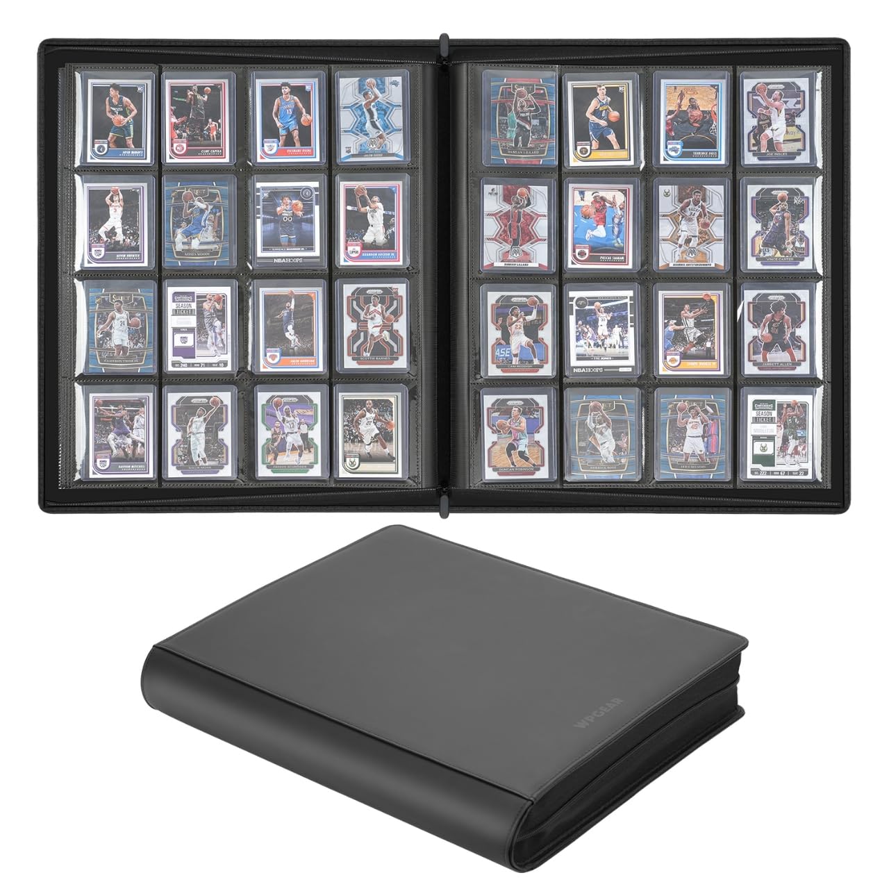 WPGEAR 16-pocket binder front view with sturdy PU leather cover