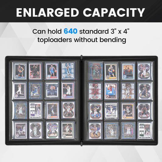 WPGEAR binder open pages showing clear card sleeves