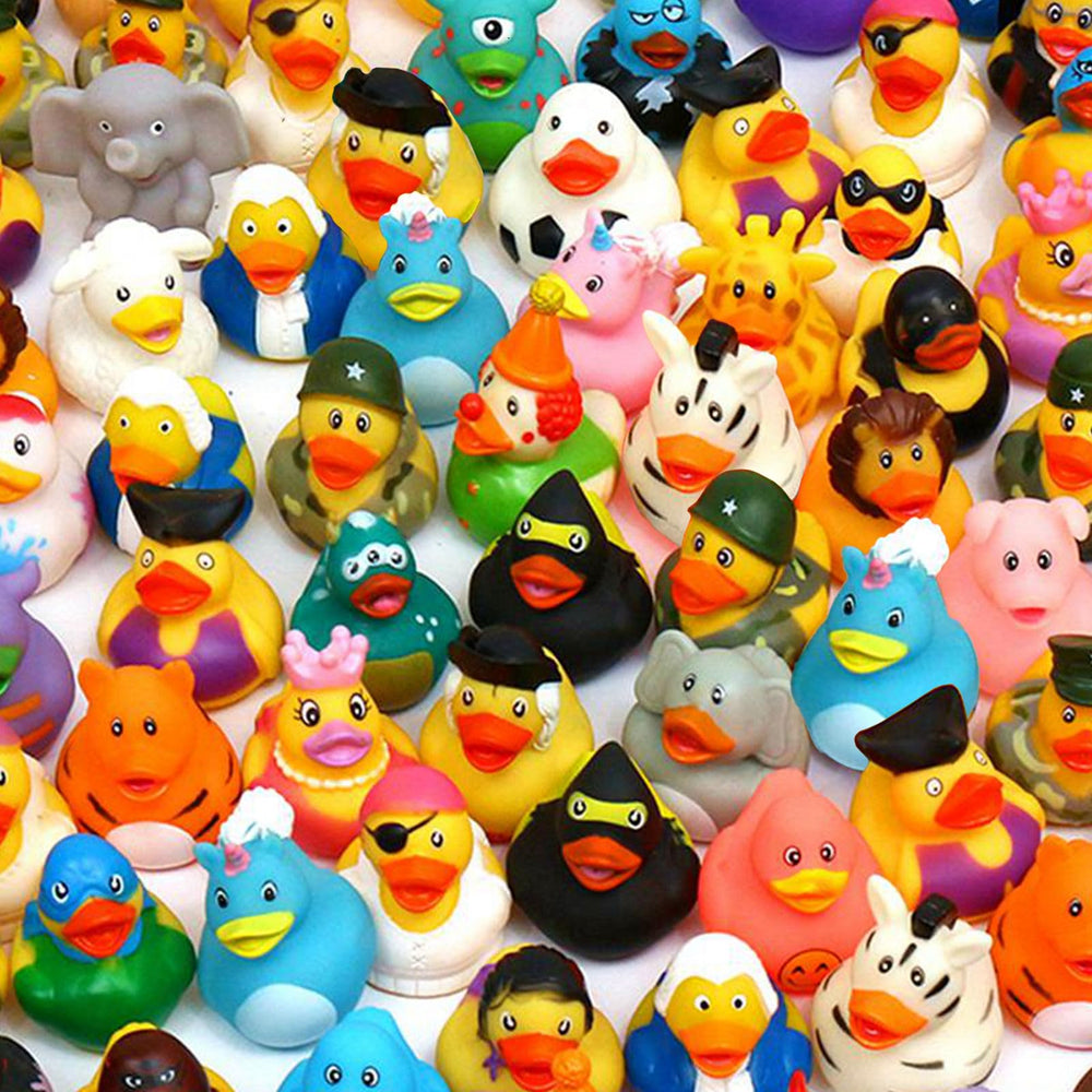 WQTHE 60-pack rubber ducks in a bath-time set, ideal for imaginative play and sorting games.
