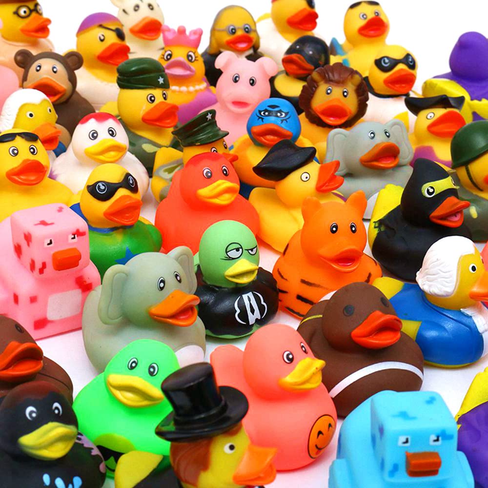 WQTHE mini ducks 2.3-inch size, bright colors for safe bath time play.