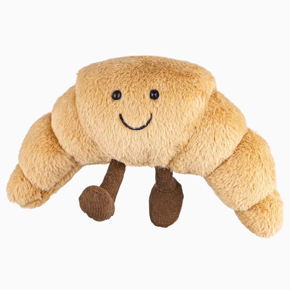 WqWqian Croissant Plush Toy front view, a cute cuddle buddy for kids and adults.