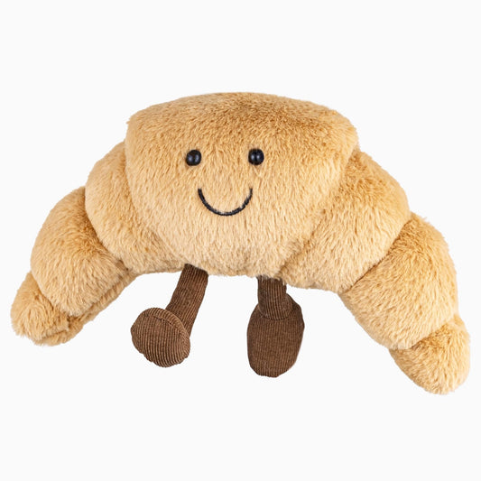 WqWqian Croissant Plush Toy front view, a cute cuddle buddy for kids and adults.