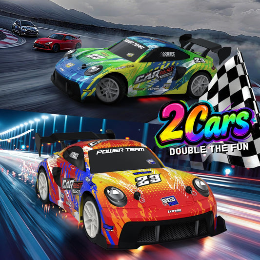 WRTWRT RC car with graffiti art, rear view showing stylish details