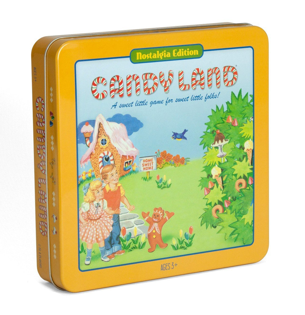 WS Game Company Candy Land Nostalgia Edition tin with retro artwork and durable storage.