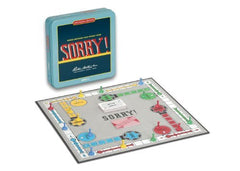 WS Game Company Sorry Nostalgia Edition components—wooden pawns and retro board inspire classic play.