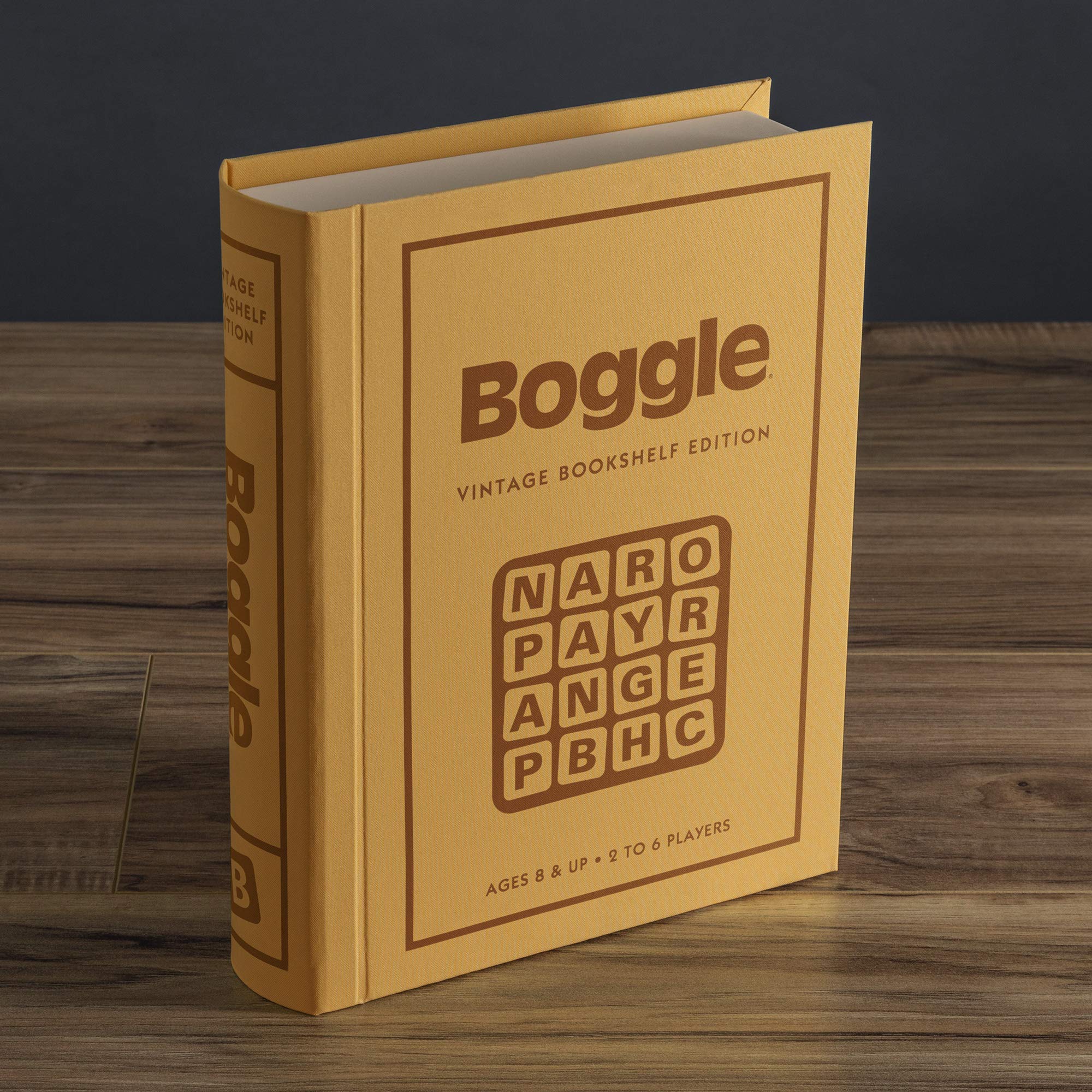 WS Game Company Boggle book-case storage showing organized components