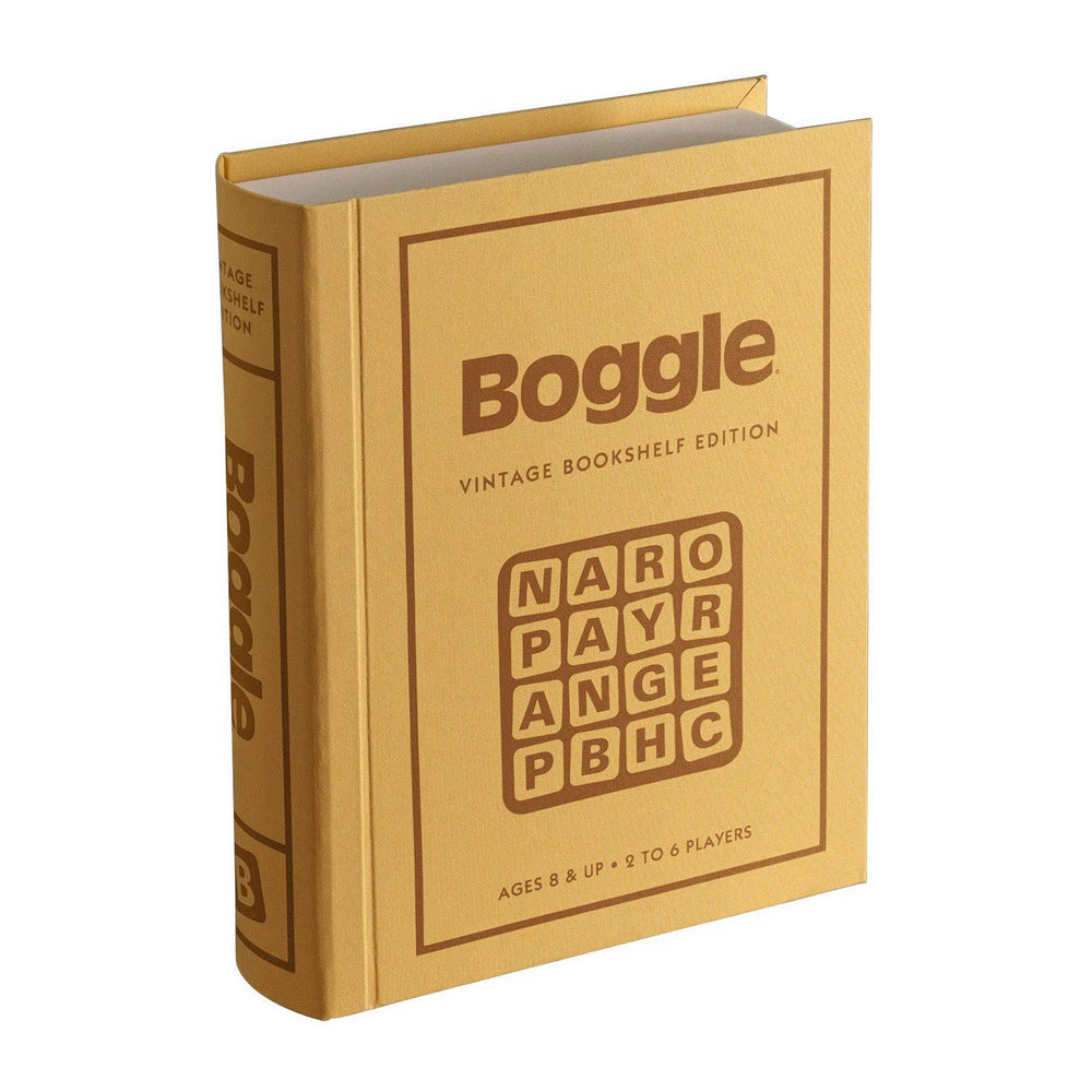 WS Game Company Boggle Vintage Bookshelf Dome on a shelf, stylish retro display
