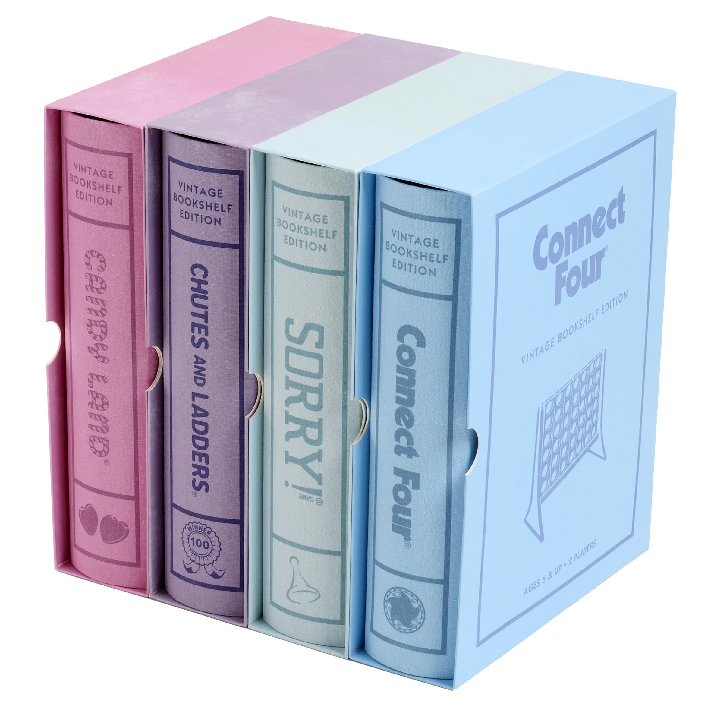 WS Game Company Candy Land bookshelf collection cover with vintage-inspired design for family fun.