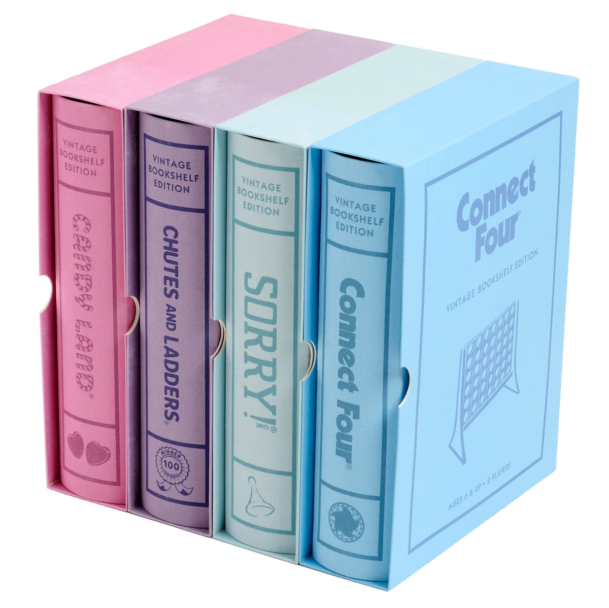WS Game Company Candy Land bookshelf collection cover with vintage-inspired design for family fun.