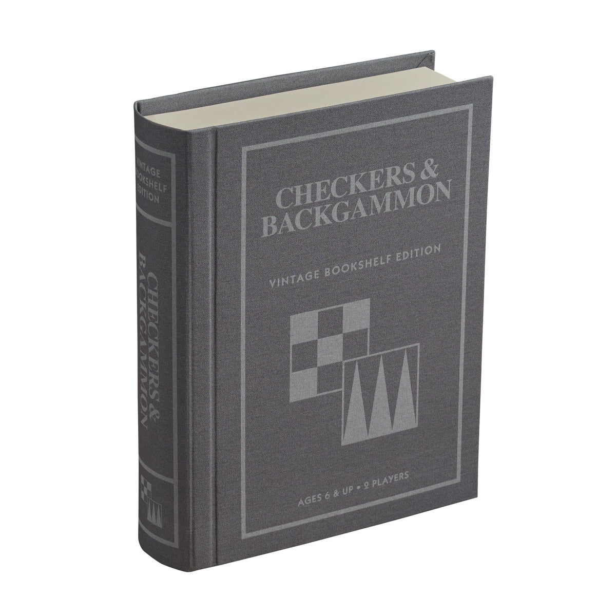 WS Game Company checkers-backgammon bookshelf edition board for stylish shelf storage.
