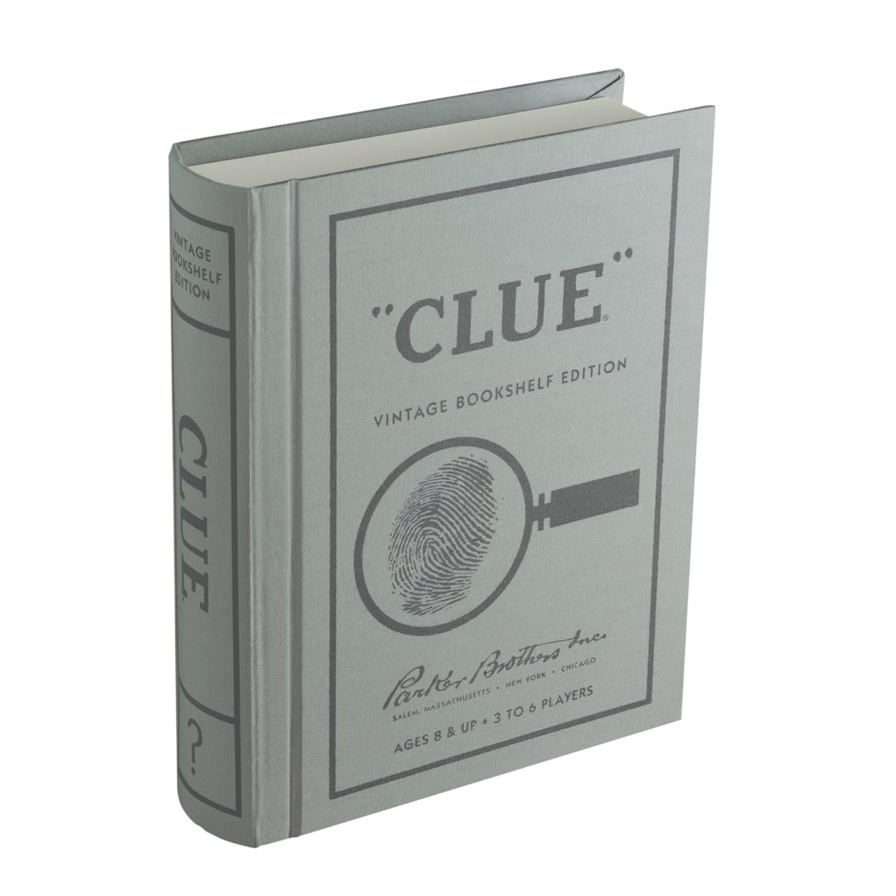 WS Game Company Clue Vintage Bookshelf Edition cover highlights retro design and collection appeal.