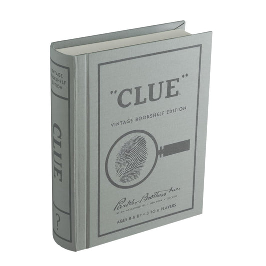 WS Game Company Clue Vintage Bookshelf Edition cover highlights retro design and collection appeal.