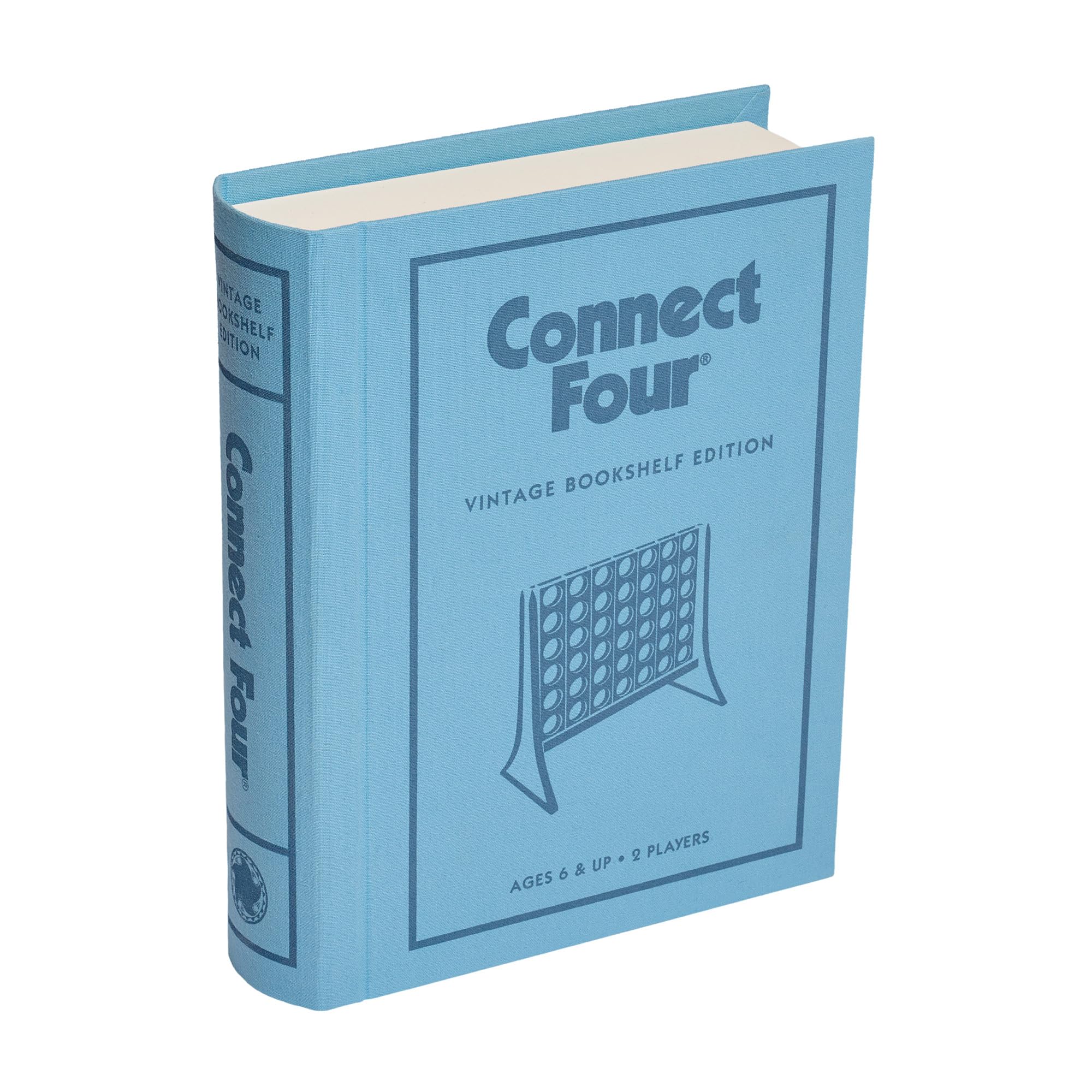 WS Game Company Connect Four Vintage Bookshelf Edition shelf-ready design.
