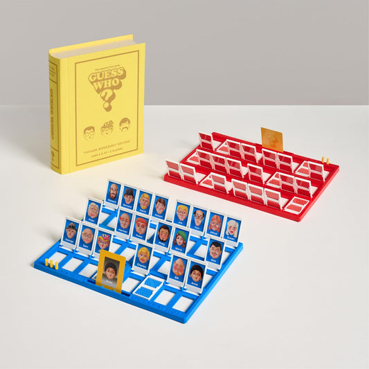 WS Game Company Guess Who? Slipcase with linen wrap, protective storage for travel games.