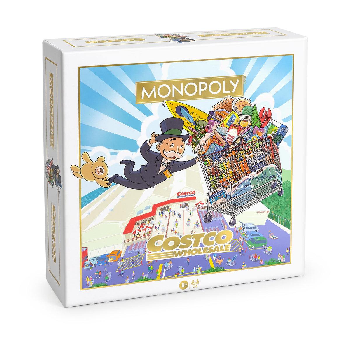 WS Game Company Monopoly Costco Edition board with illustrated 22x22 layout