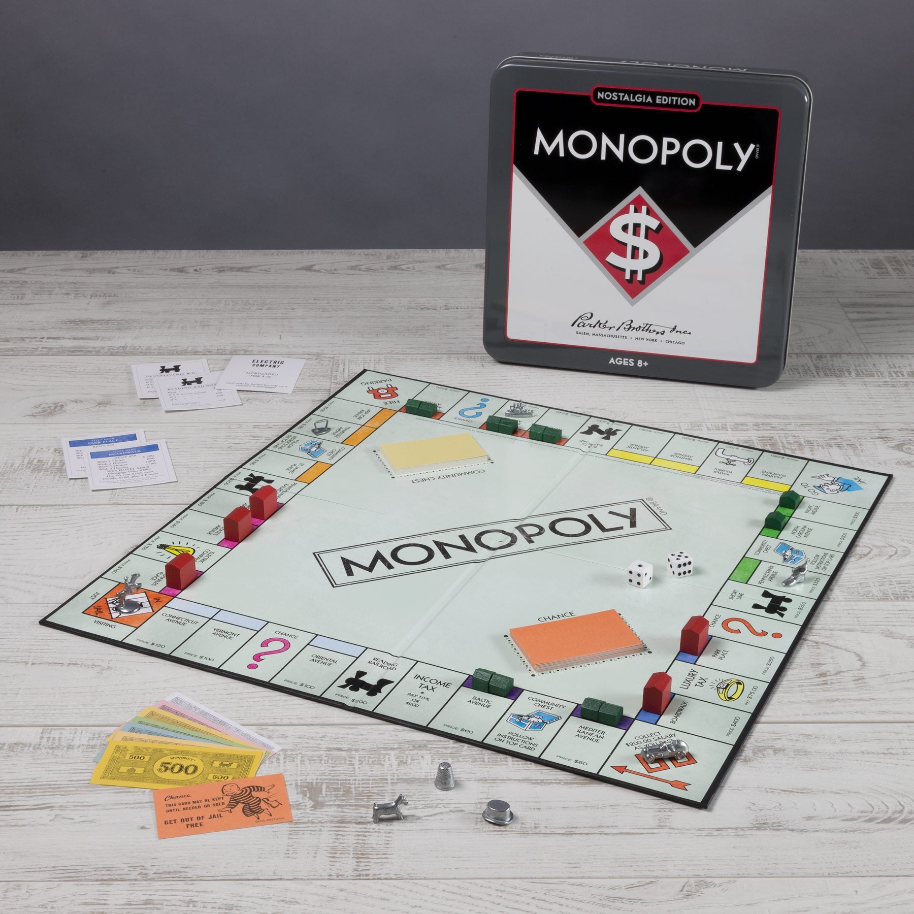 WS Game Company Monopoly Nostalgia Edition collectible tin enables easy storage after play