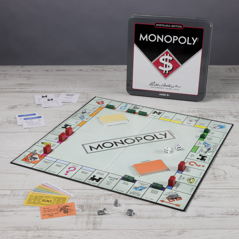 WS Game Company Monopoly Nostalgia Edition collectible tin enables easy storage after play