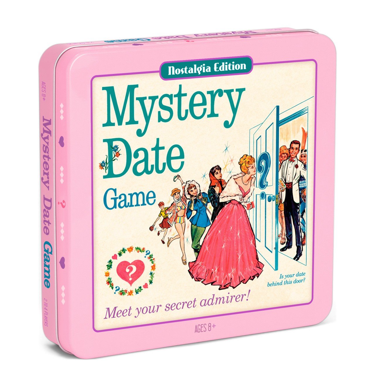 WS Game Company Mystery Date Nostalgia Edition collectible tin with full-sized gameboard for family nights.