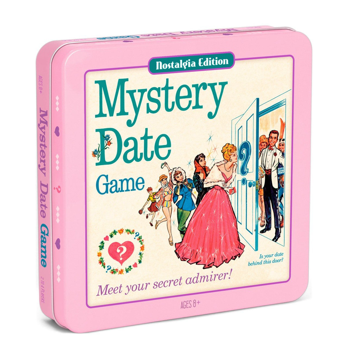 WS Game Company Mystery Date Nostalgia Edition collectible tin with full-sized gameboard for family nights.