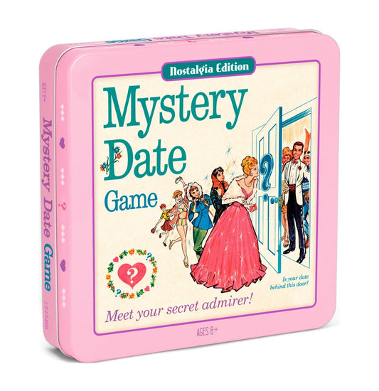 WS Game Company Mystery Date Nostalgia Edition collectible tin with full-sized gameboard for family nights.