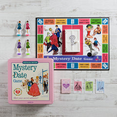 WS Game Company Mystery Date Nostalgia Edition Mystery Door and pawns evoke retro dating vibes.
