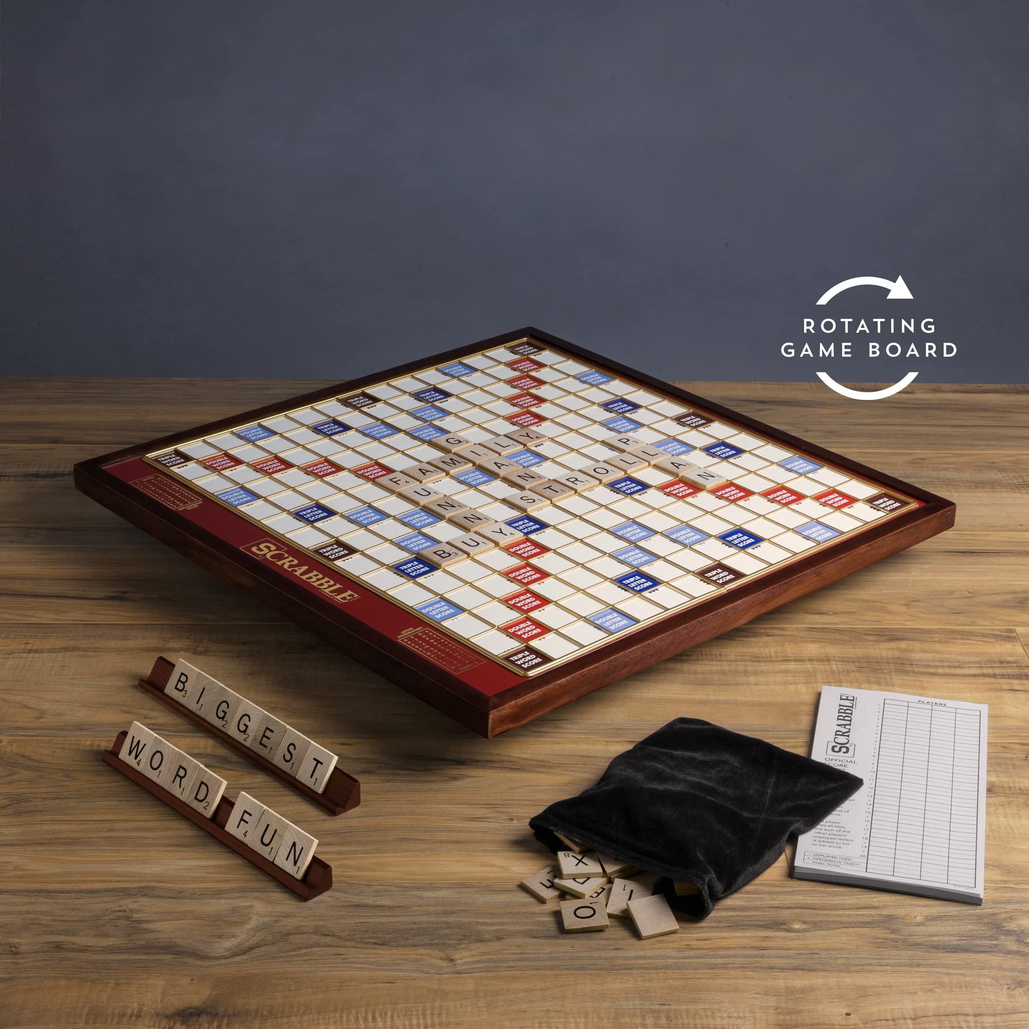 WS Game Company raised tile grid securely holding letters during rotation