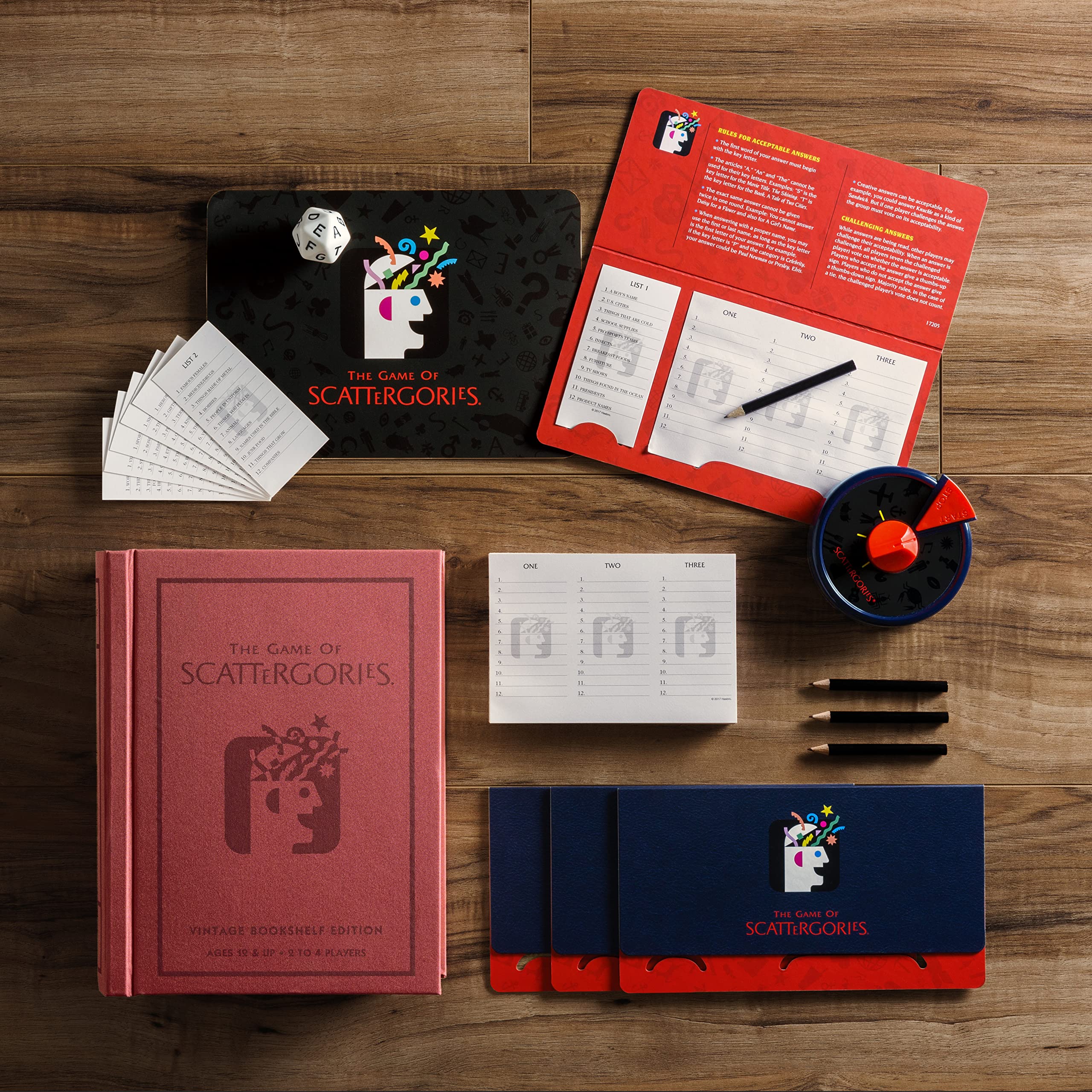WS Game Company Scattergories 1988 retro graphics add nostalgic flair to display.