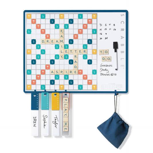 WS Game Company Scrabble 2-in-1 wall mounted board for quick notes and play.