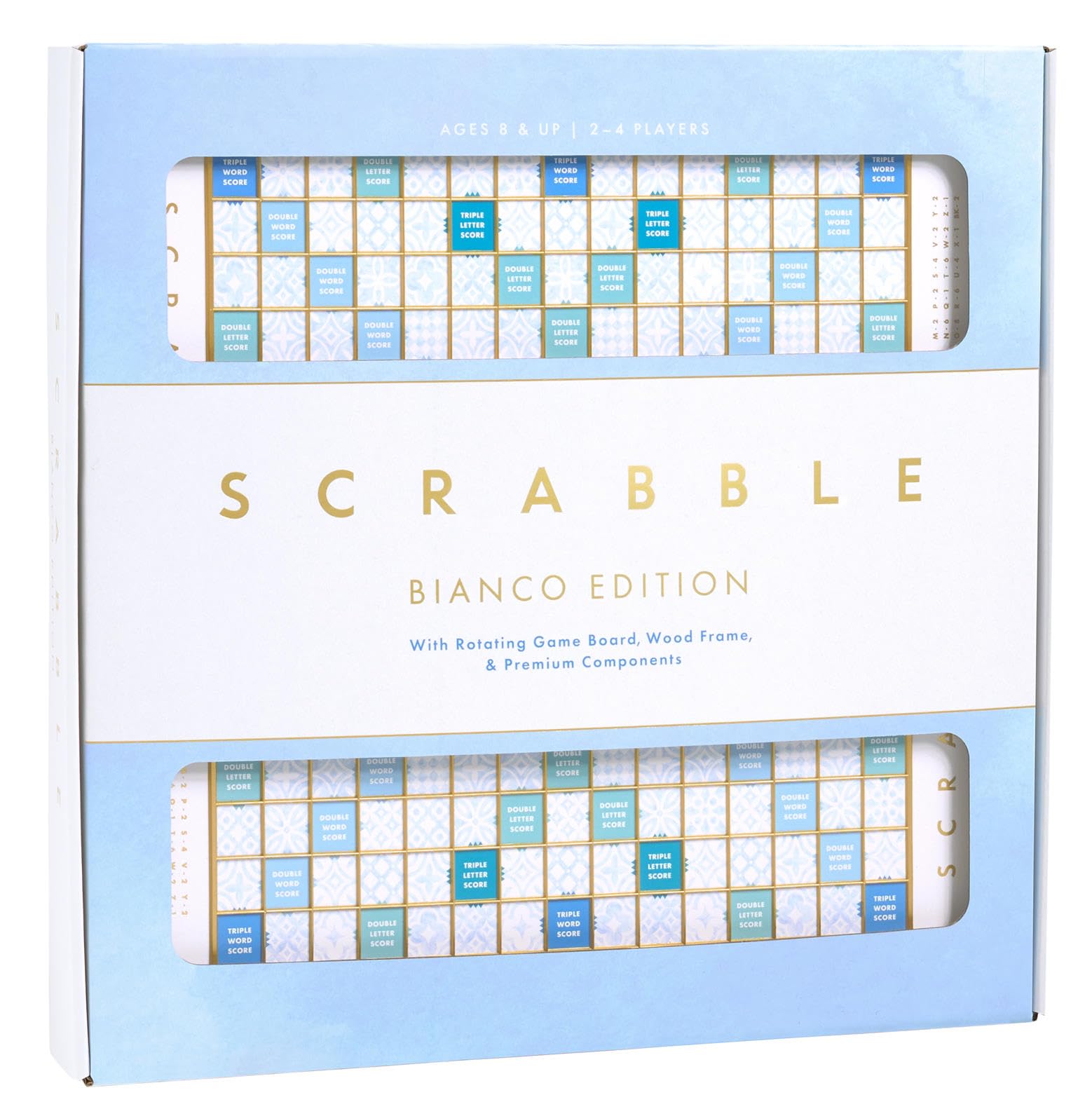WS Game Company Scrabble Bianco Edition rotating board for smooth gameplay.