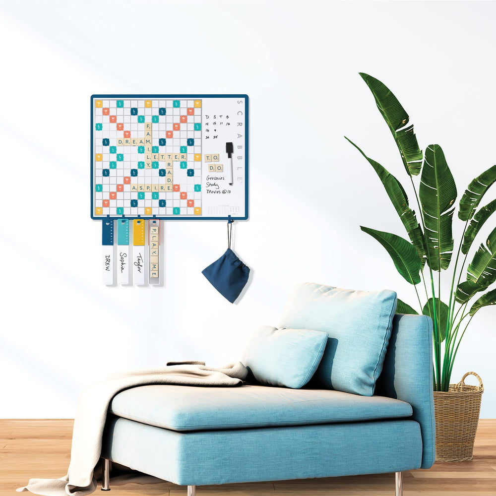 WS Game Company Scrabble dry erase surface for scores and reminders.