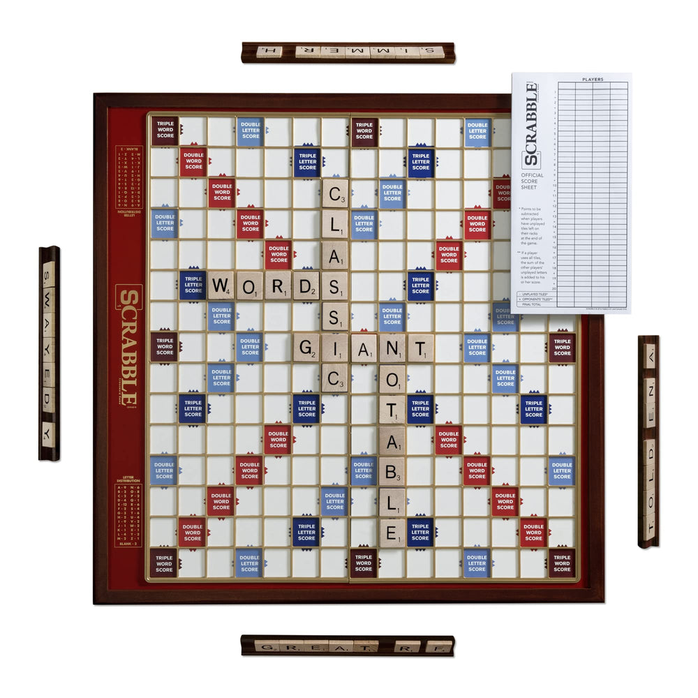 WS Game Company Scrabble Giant rotating board shown on a table for easy viewing