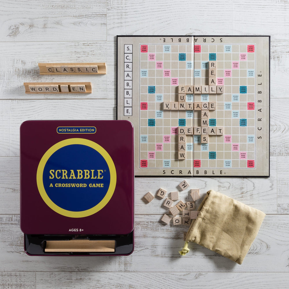WS Game Company Scrabble Nostalgia Edition folding gameboard laid out for full-sized play at home.